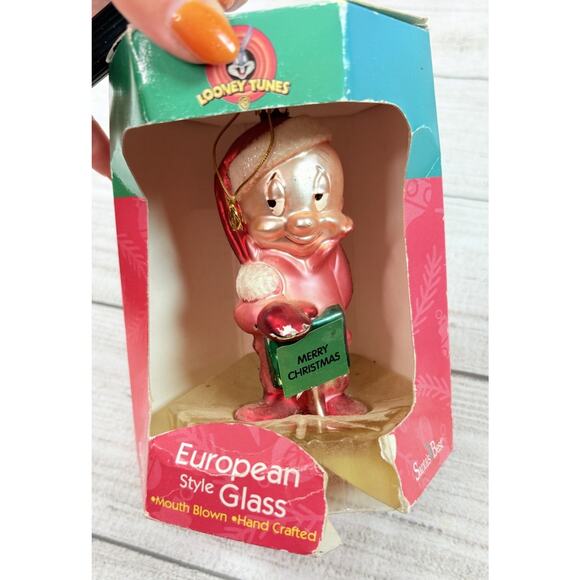 Vintage Looney Tunes European Style Glass Elmer Fudd Christmas Ornament - Picture 2 of 4
